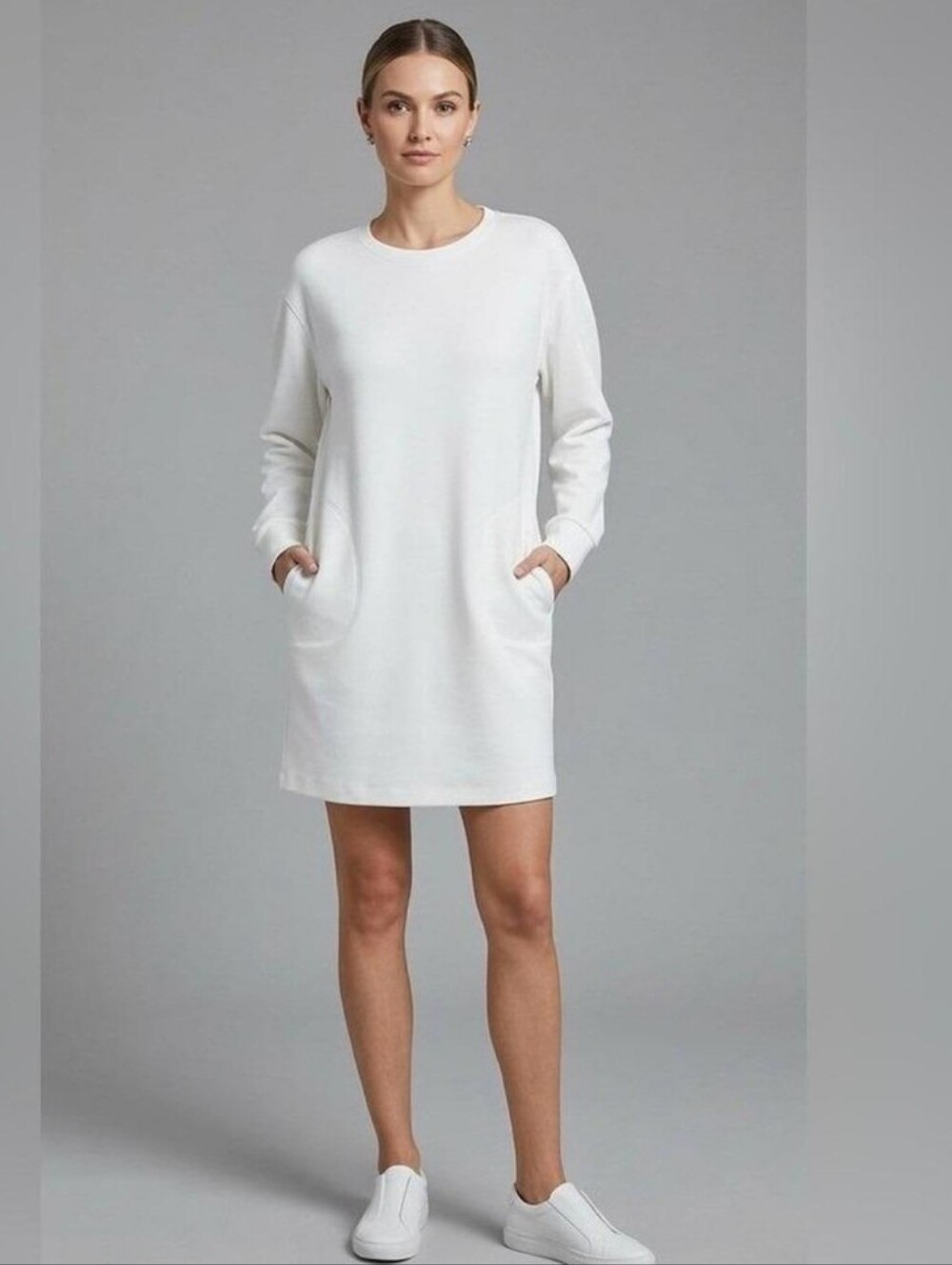 NWT SPANX Air Essentials Powder White Sweatshirt Dress